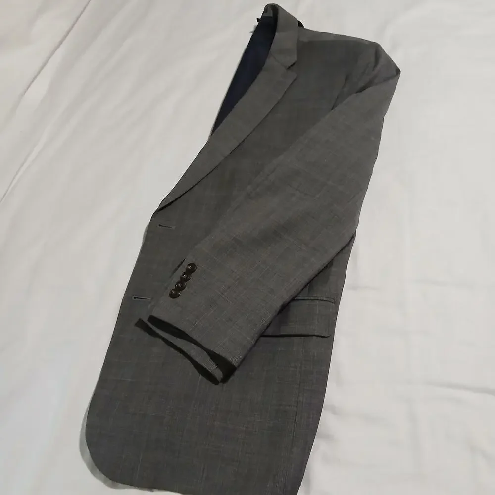 Jos.A.Bank Brrr Comfort blazer 48L Slate Grey Wool Tailored-Fit Plaid Classic